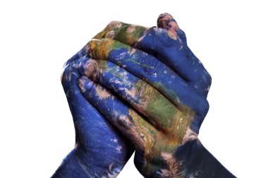 the world in your hands (Earth map furnished by NASA) clipart