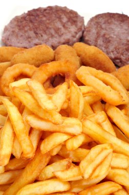 İspanyol combo plakalı Burger, kroket, calamares ve fr