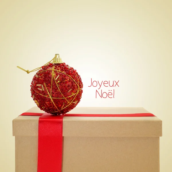 Joyeux noel, feliz Navidad en francés, con un efecto retro — Foto de Stock