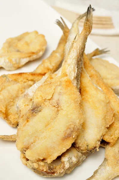 Battered and fried hake — Stock Photo, Image