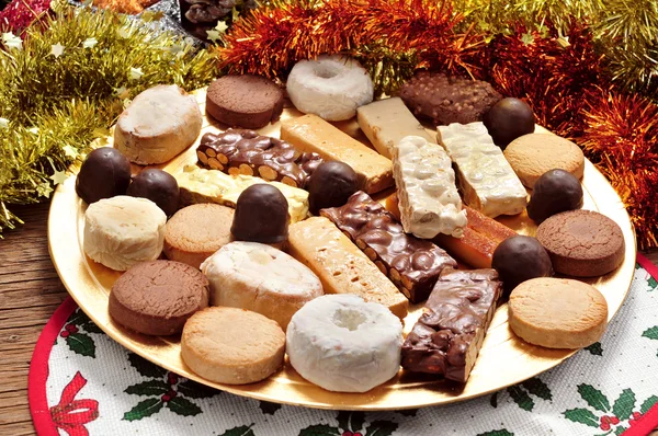 Turron, polvorones and mantecados, typical christmas confections — Stock Photo, Image