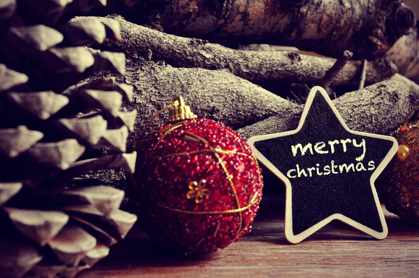 Text merry christmas in a star-shaped blackboard — Stock Photo, Image