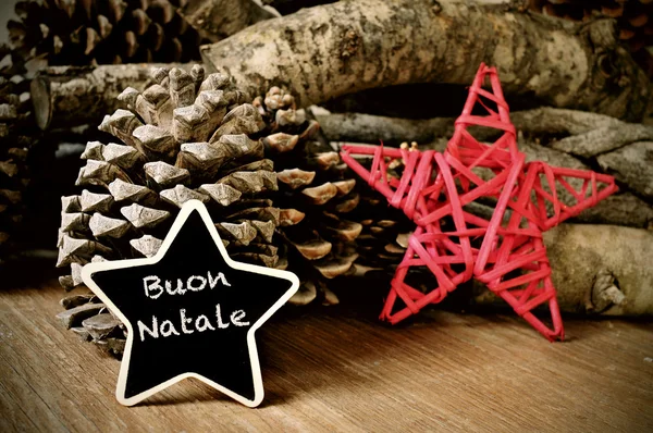 Buon natale, vrolijk kerstfeest in het Italiaans — Stockfoto