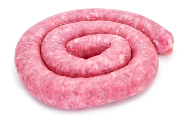 Rolled uncooked pork meat sausage — Stock Photo, Image