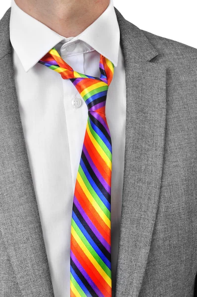 Hombre de negocios con corbata de arco iris —  Fotos de Stock