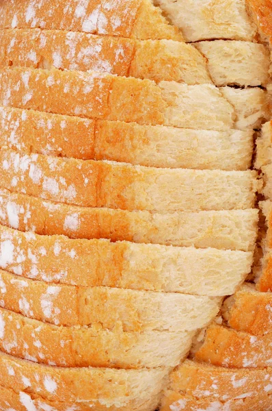 Szeletelt pan de payes, egy kerek kenyeret tipikus, Katalónia, Spanyolország — Stock Fotó
