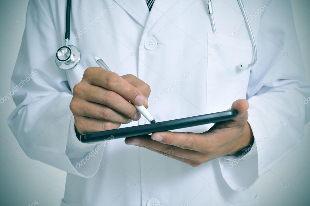 doctor using a tablet