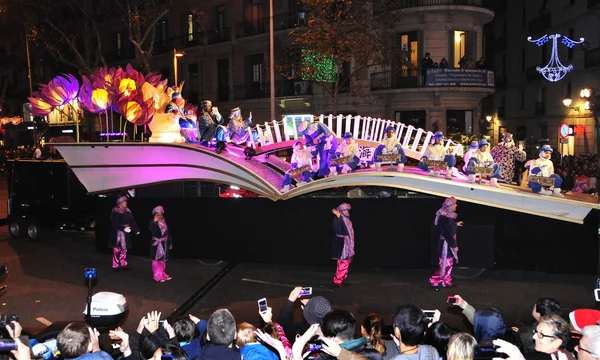 Cavalcade van Magi in Barcelona, Spanje Spanje — Stockfoto