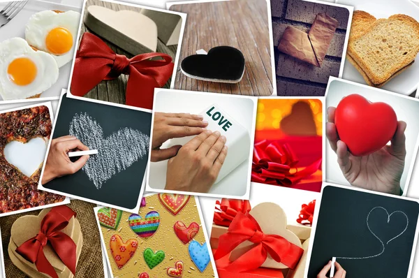 Collage of snapshots of hearts and heart-shaped things — Stock Photo, Image