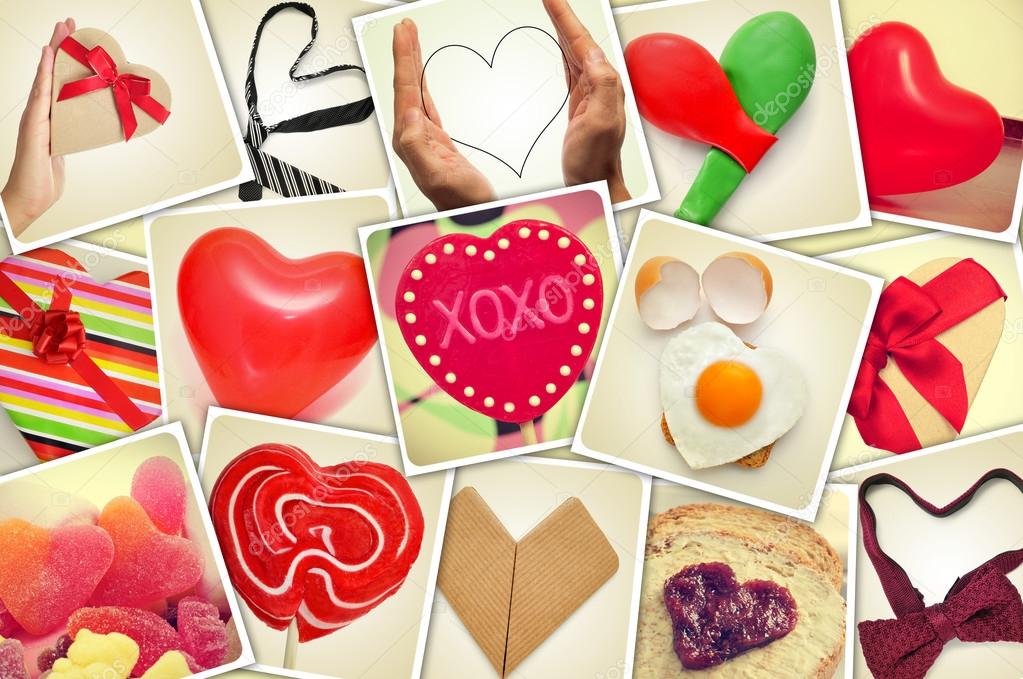 Collage of snapshots of hearts and heart-shaped things