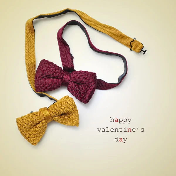 Bow ties and text happy valentines day — Stock Photo, Image