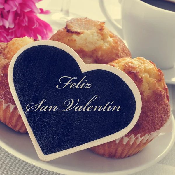 Feliz san valentin, gelukkige valentines dag in het Spaans — Stockfoto