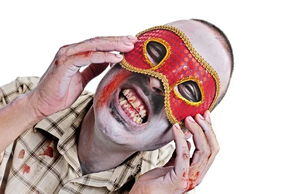 Um zumbi com uma máscara extravagante — Fotografia de Stock