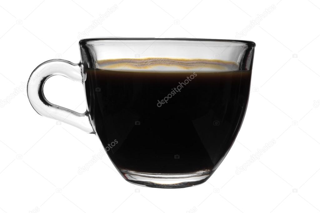 Closeup of a glass cup of coffee