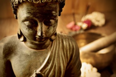 Bir Buda çiçekli closeup