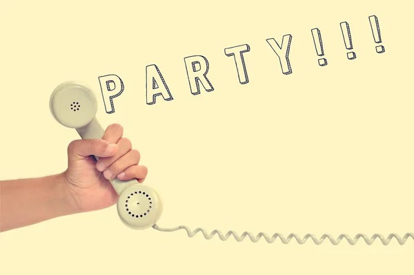 Handset of a retro telephone and word party, with a retro effect — Stock Photo, Image