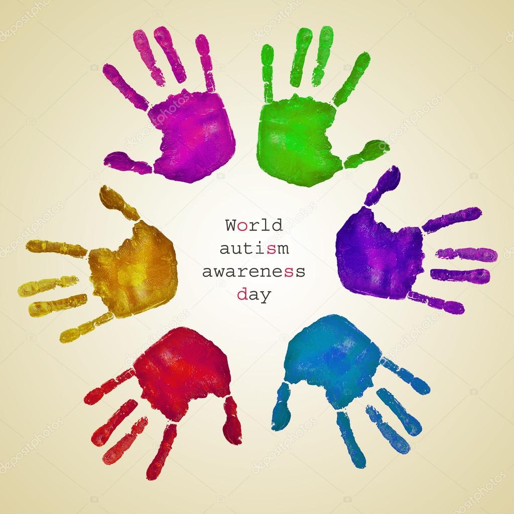 handprints of different colors and text world autism awareness d
