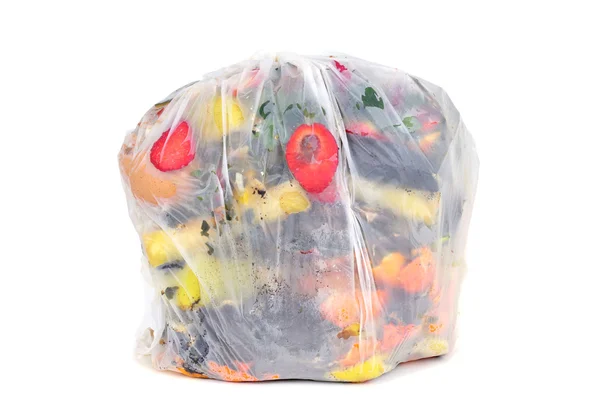 Biyolojik olarak parçalanabilen çantaya biyolojik atık — Stok fotoğraf