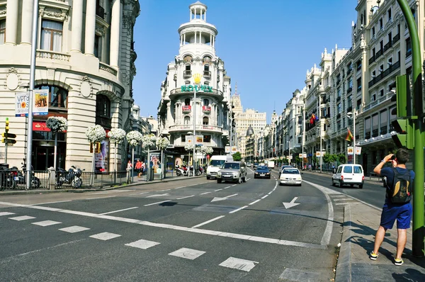 Gran Via street in Madrid, Spain — Stock Photo, Image
