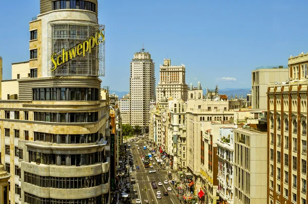 Vue aérienne de la rue Gran Via à Madrid — Photo