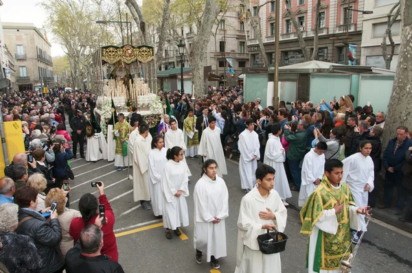 Processie van goede vrijdag in Barcelona, Spanje Spanje — Stockfoto