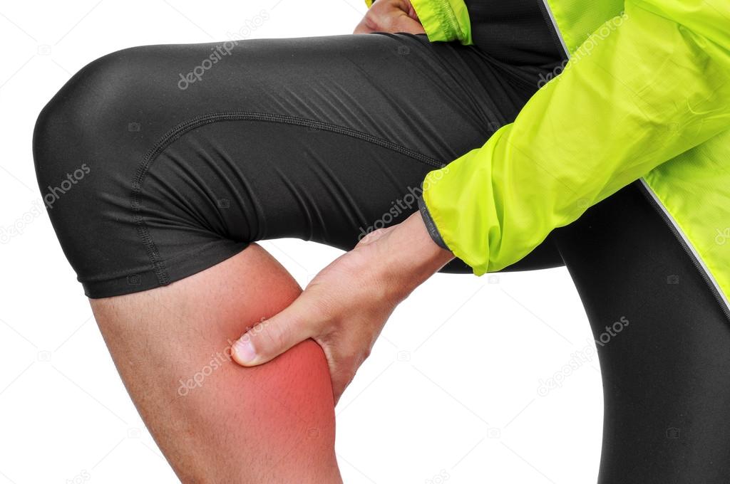 Young sportsman with pain in his calf