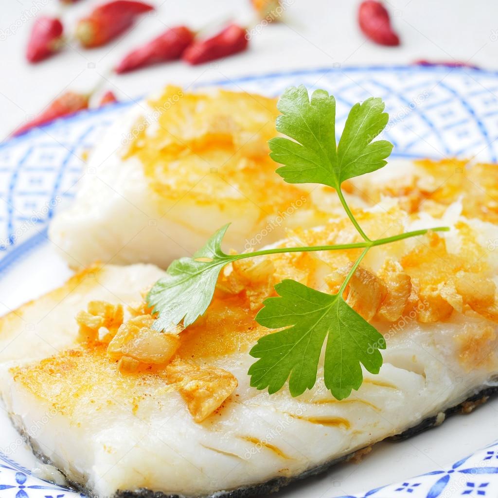 bacalao al ajillo, a typical spanish recipe of codfish