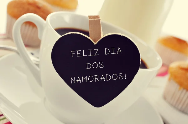 Text feliz dia dos namorados, geschrieben auf portugiesisch — Stockfoto