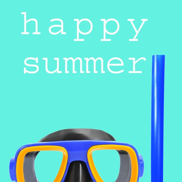 Diving mask and text happy summer — Stock Photo, Image