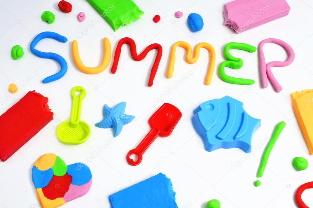 text summer made from modelling clay