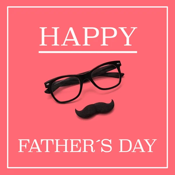 Eyeglasses and moustache, and the text happy fathers day — Stock Photo, Image