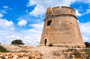 Torre de Sa Sal Rossa tower in Ibiza Town, Spain clipart