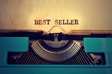 retro typewritter and text best seller written with it