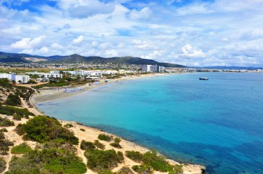 panoramic view of the Platja den Bossa beach in Ibiza Town, Spai clipart