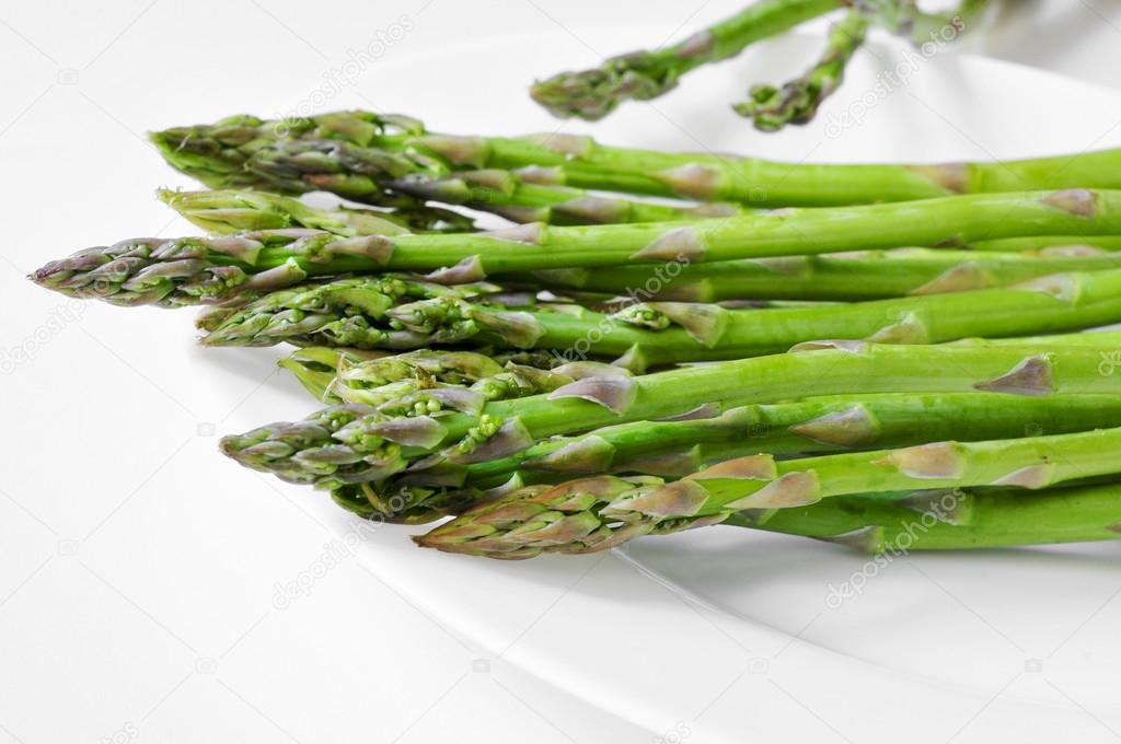 closeup Raw asparagus
