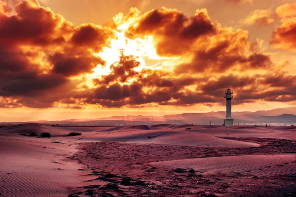 Deniz feneri El Fangar, Ebro Delta, İspanya — Stok fotoğraf