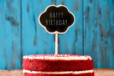 Chalkboard with the text happy birthday in a cake clipart