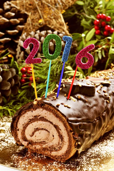 Torta di log yule 2016 — Foto Stock