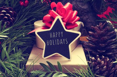 star-shaped chalkboard with the text happy holidays clipart