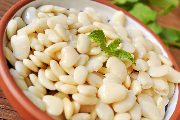 Španělský ploché bílé fazole vařené — Stock fotografie