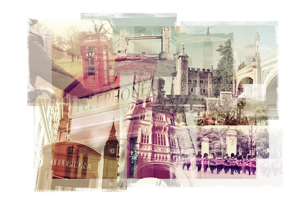 Flera exponeringar av olika landmärken i London, United King — Stockfoto