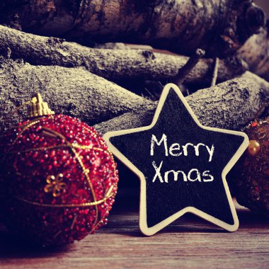 metin yıldız şeklinde bir tahta merry xmas