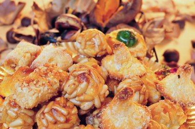 panellets, tüm azizler günü tipik tatlı gıda, İspanya, Sp