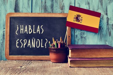 question hablas espanol? do you speak Spanish? clipart