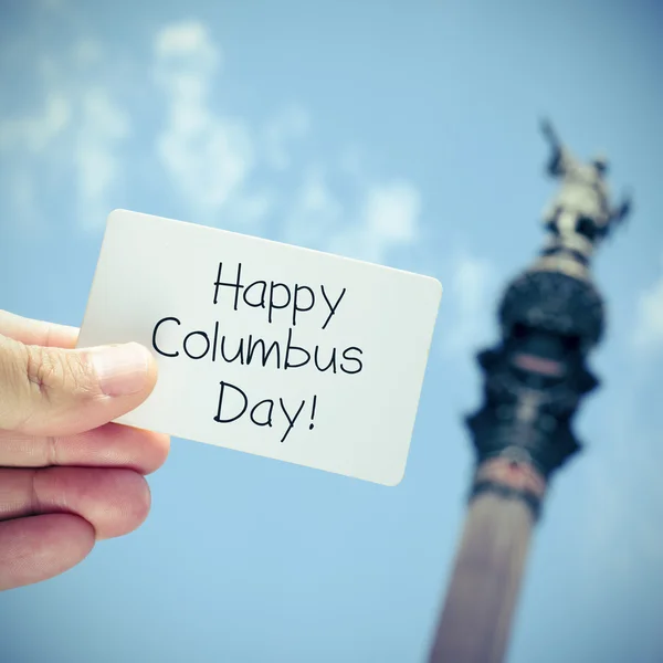 Texto Feliz día de Colón — Foto de Stock