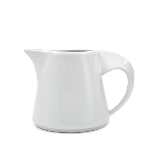 Biały ceramicznych mleka garnek — Zdjęcie stockowe