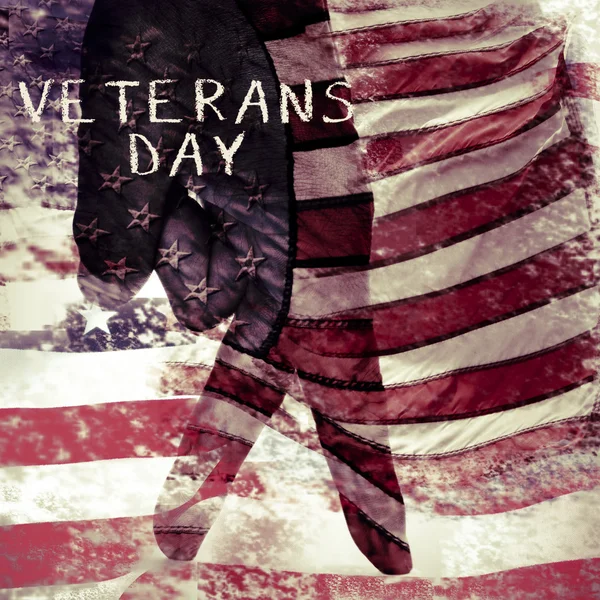 Text veterans day and flag of the US — Stock Photo, Image