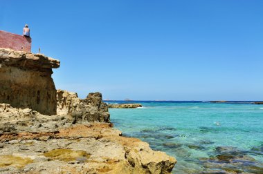 Cala Conta Beach'te Sant Josep, Ibiza Adası, İspanya