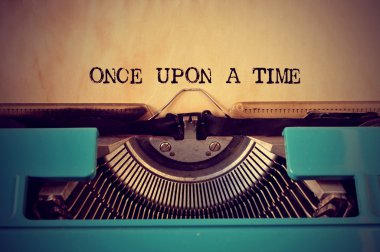 retro typewriter and text once upon a time clipart