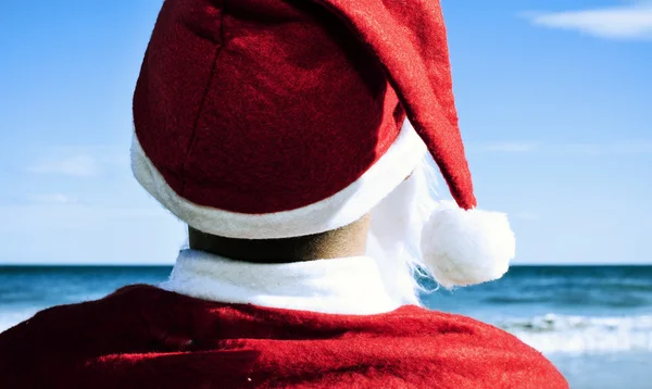 Weihnachtsmann am Strand — Stockfoto